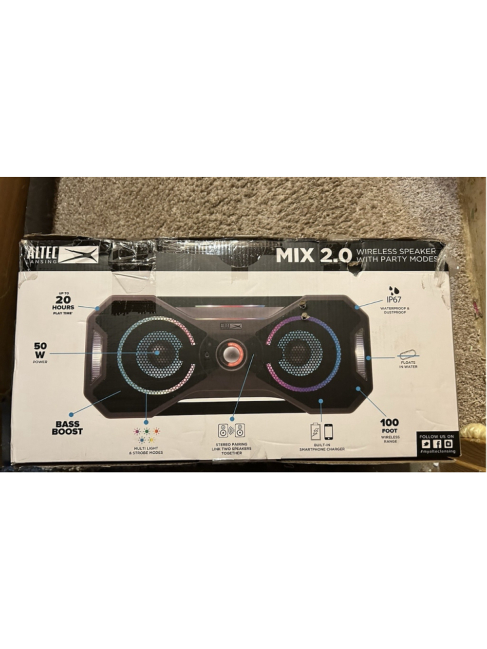 Altec Lansing - Mix2.0 Bluetooth Party Speaker - Steel metallic Gray 50W